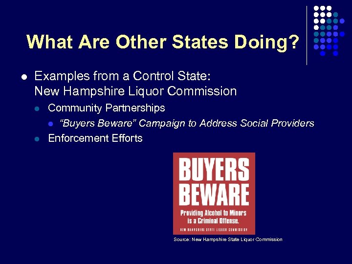 What Are Other States Doing? l Examples from a Control State: New Hampshire Liquor