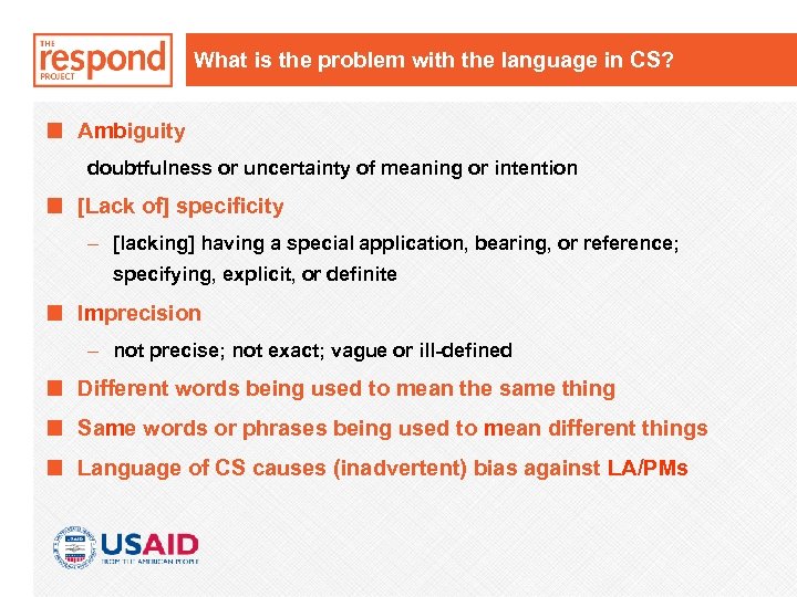 What is the problem with the language in CS? Ambiguity doubtfulness or uncertainty of