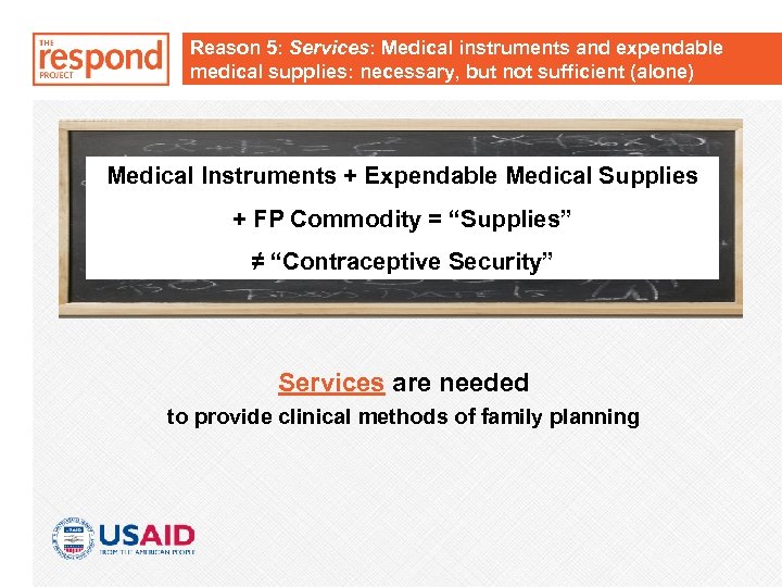 Reason 5: Services: Medical instruments and expendable medical supplies: necessary, but not sufficient (alone)