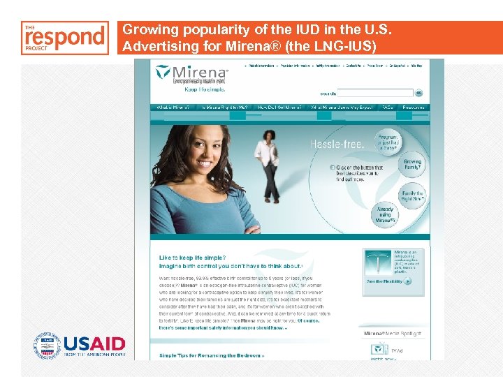 Growing popularity of the IUD in the U. S. Advertising for Mirena® (the LNG-IUS)