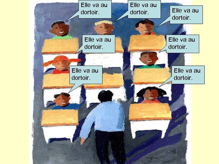 Elle va au dortoir. Elle va au dortoir. 