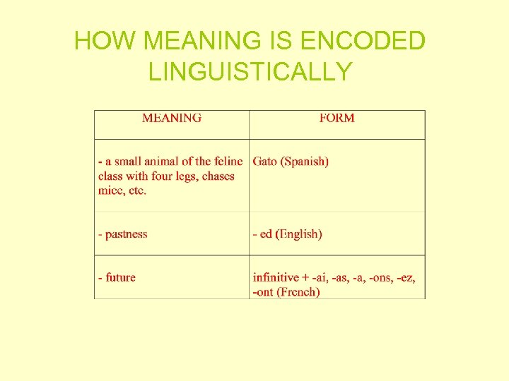 HOW MEANING IS ENCODED LINGUISTICALLY 