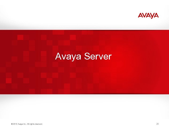 Avaya Server © 2010 Avaya Inc. All rights reserved. 20 