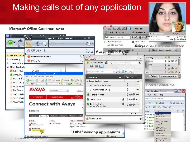 Making calls out of any application Microsoft Office Communicator Avaya one-X Portal Lotus Sametime