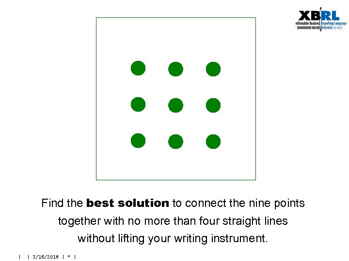 Find the best solution to connect the nine points together with no more than