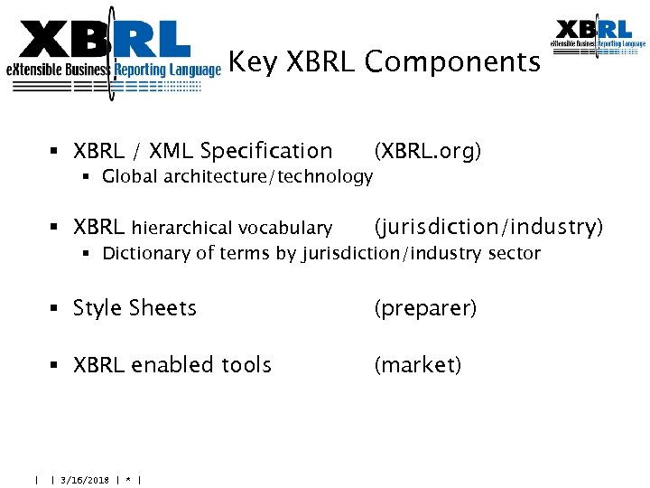 XBRL - What Key XBRL Components § XBRL / XML Specification (XBRL. org) §