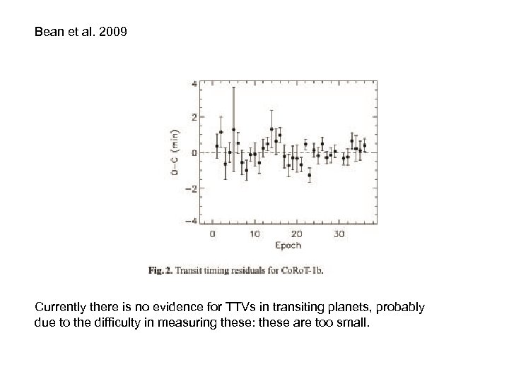 Bean et al. 2009 Currently there is no evidence for TTVs in transiting planets,