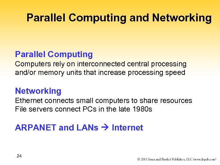Parallel Computing and Networking Parallel Computing Computers rely on interconnected central processing and/or memory