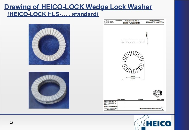 Drawing of HEICO-LOCK Wedge Lock Washer (HEICO-LOCK HLS-… , standard) 23 