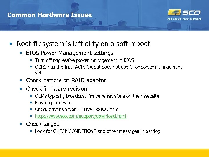 Common Hardware Issues § Root filesystem is left dirty on a soft reboot §