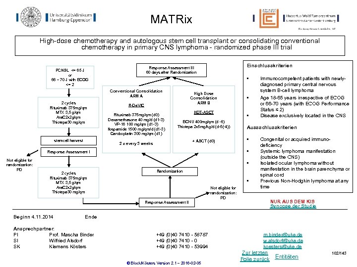 MATRix High-dose chemotherapy and autologous stem cell transplant or consolidating conventional chemotherapy in primary