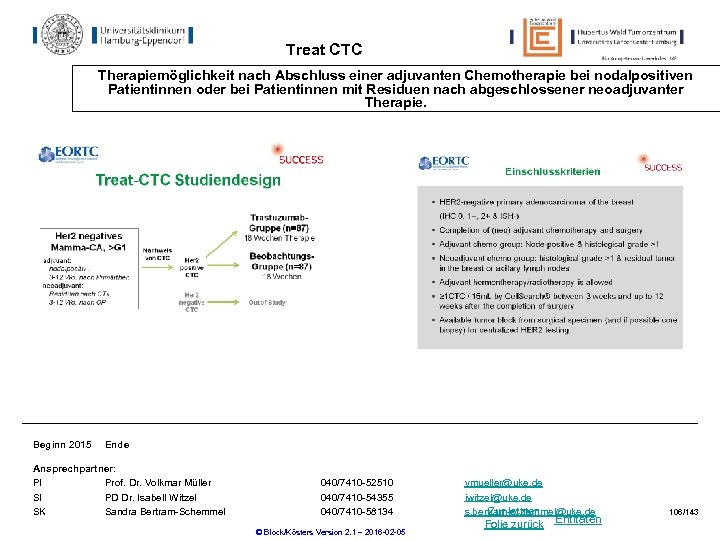 Treat CTC Therapiemöglichkeit nach Abschluss einer adjuvanten Chemotherapie bei nodalpositiven Patientinnen oder bei Patientinnen