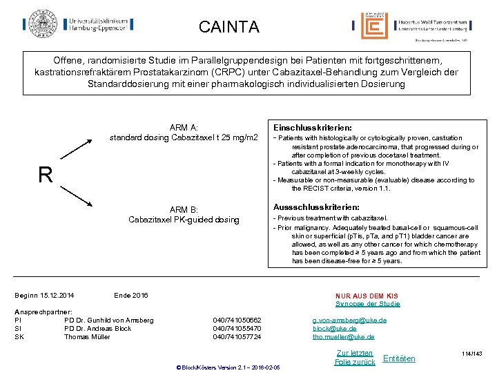 CAINTA Offene, randomisierte Studie im Parallelgruppendesign bei Patienten mit fortgeschrittenem, kastrationsrefraktärem Prostatakarzinom (CRPC) unter