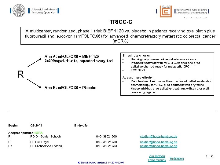 TRICC-C A multicenter, randomized, phase II trial: BIBF 1120 vs. placebo in patients receiving
