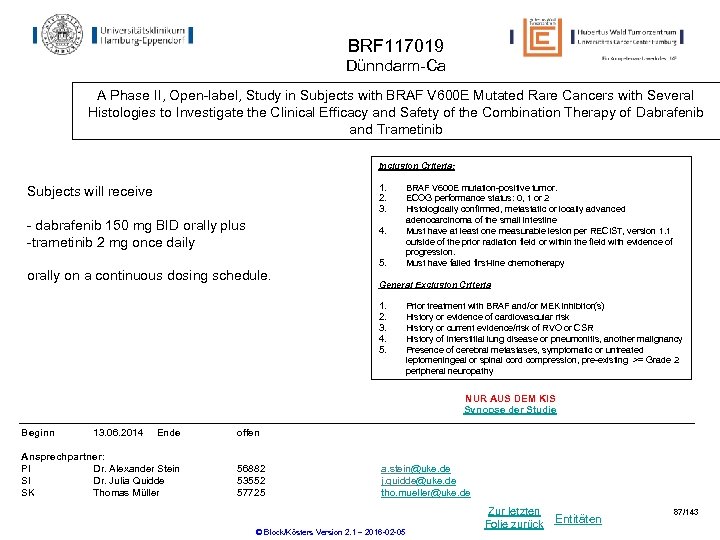BRF 117019 Dünndarm-Ca A Phase II, Open-label, Study in Subjects with BRAF V 600