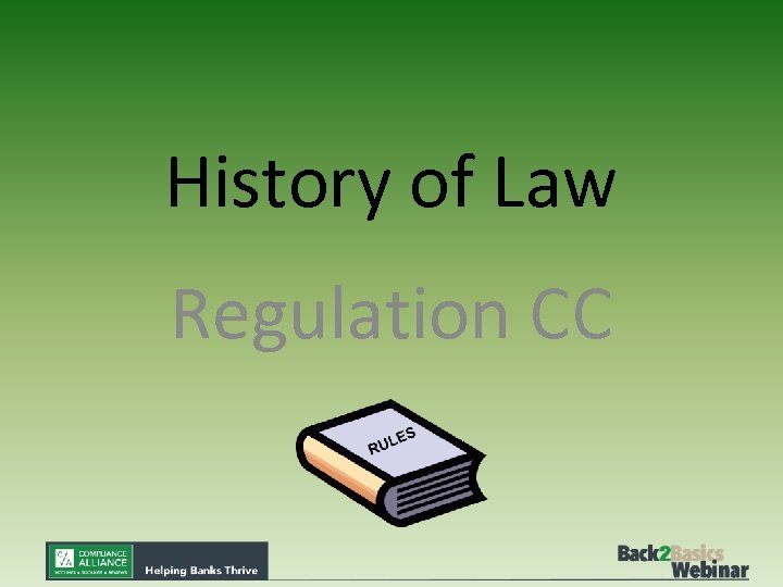 History of Law Regulation CC 