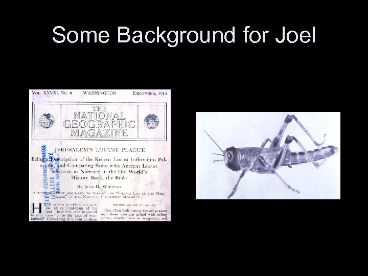 Some Background for Joel 