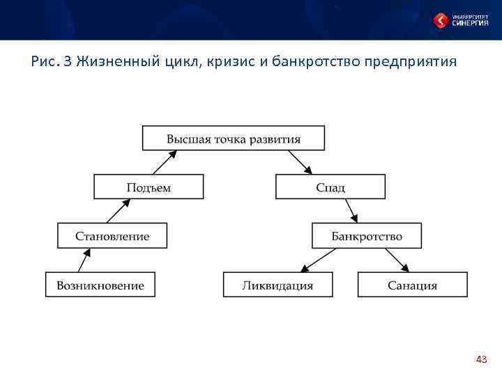 Рис. 3 Жизненный цикл, кризис и банкротство предприятия 43 