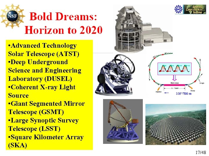  • Advanced Technology Solar Telescope (ATST) • Deep Underground Science and Engineering Laboratory