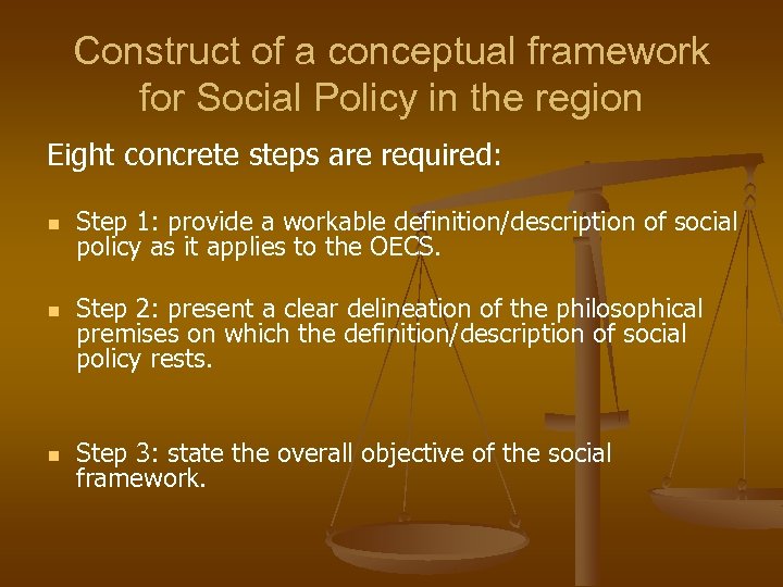 Construct of a conceptual framework for Social Policy in the region Eight concrete steps