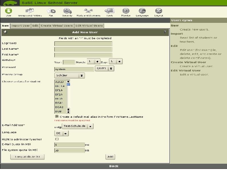 Usermanagemant SUSE LINUX School Server, Peter Varkoly 11 