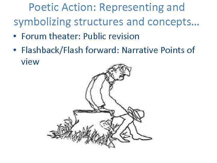 Poetic Action: Representing and symbolizing structures and concepts… • Forum theater: Public revision •