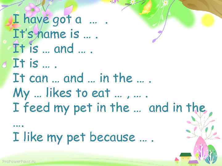 I have got a …. It’s name is …. It is … and ….