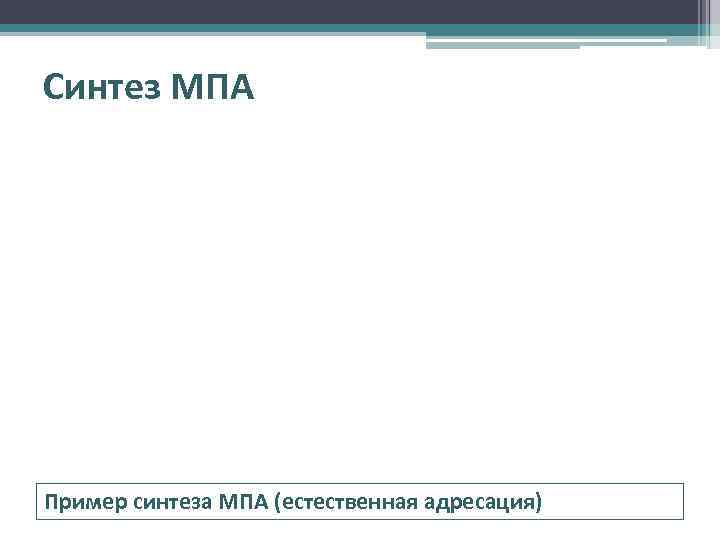 Синтез МПА Пример синтеза МПА (естественная адресация) 