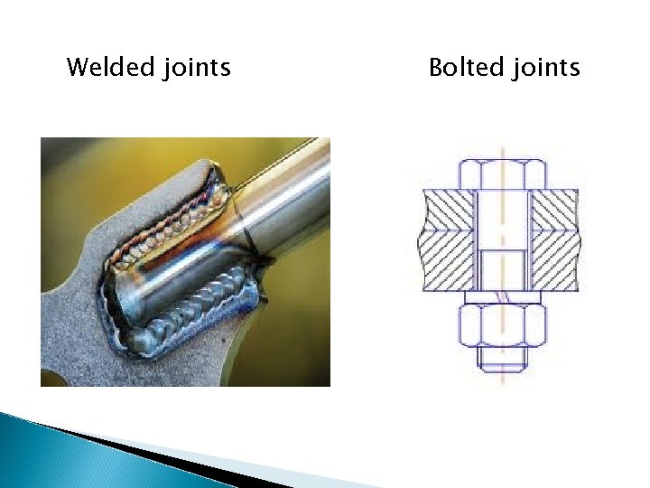Welded joints Bolted joints 