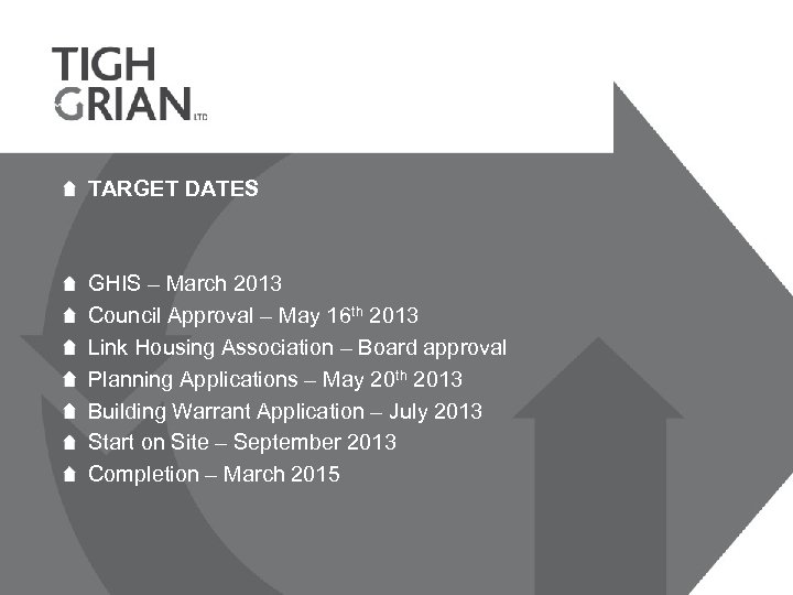 TARGET DATES GHIS – March 2013 Council Approval – May 16 th 2013 Link