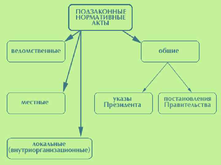 Перечислить подзаконные нормативные акты