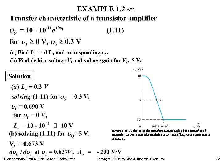 EXAMPLE 1. 2 p 21 (a) Find L_ and L+ and corresponding υI. (b)