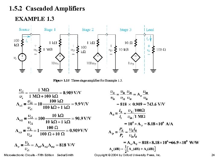 1. 5. 2 Cascaded Amplifiers EXAMPLE 1. 3 Figure 1. 18 Three-stage amplifier for