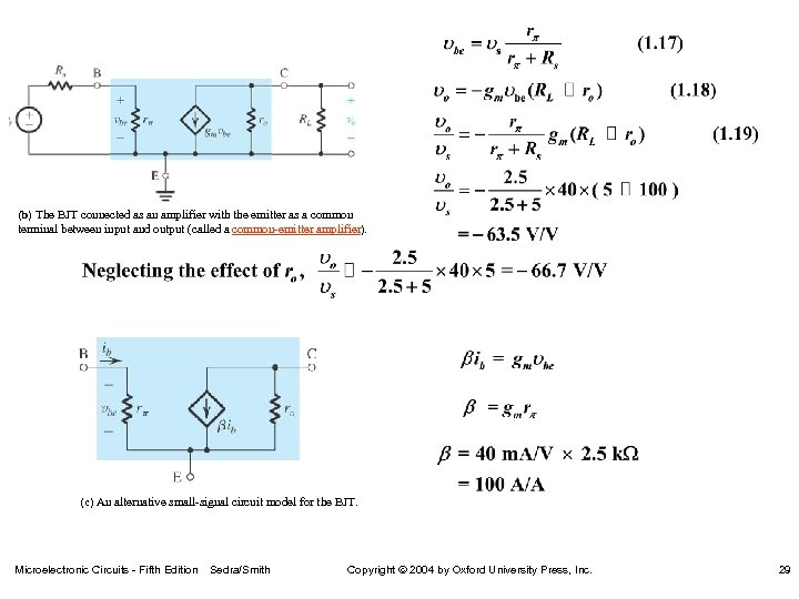 (b) The BJT connected as an amplifier with the emitter as a common terminal