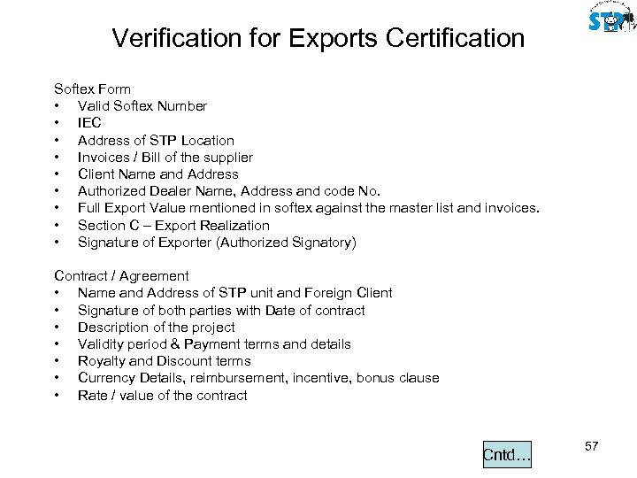 Verification for Exports Certification Softex Form • Valid Softex Number • IEC • Address