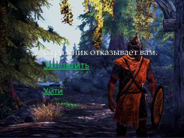 Стражник отказывает вам. Заплатить Уйти 