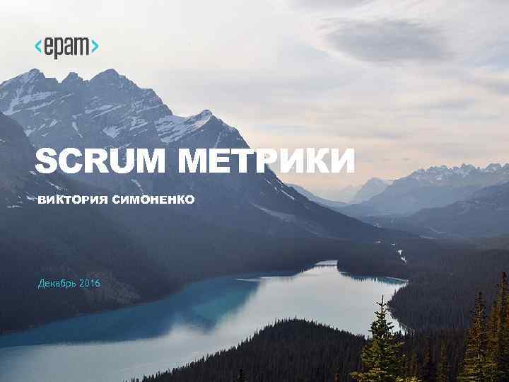 SCRUM МЕТРИКИ ВИКТОРИЯ СИМОНЕНКО Декабрь 2016 