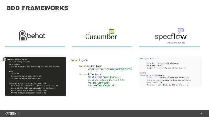 BDD FRAMEWORKS 7 