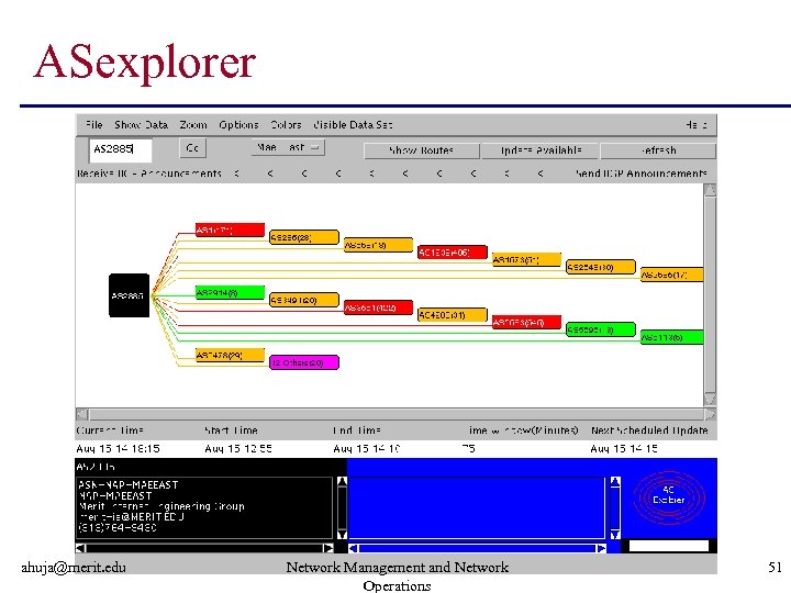 ASexplorer ahuja@merit. edu Network Management and Network Operations 51 