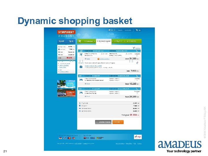 © 2009 Amadeus IT Group SA Dynamic shopping basket 21 