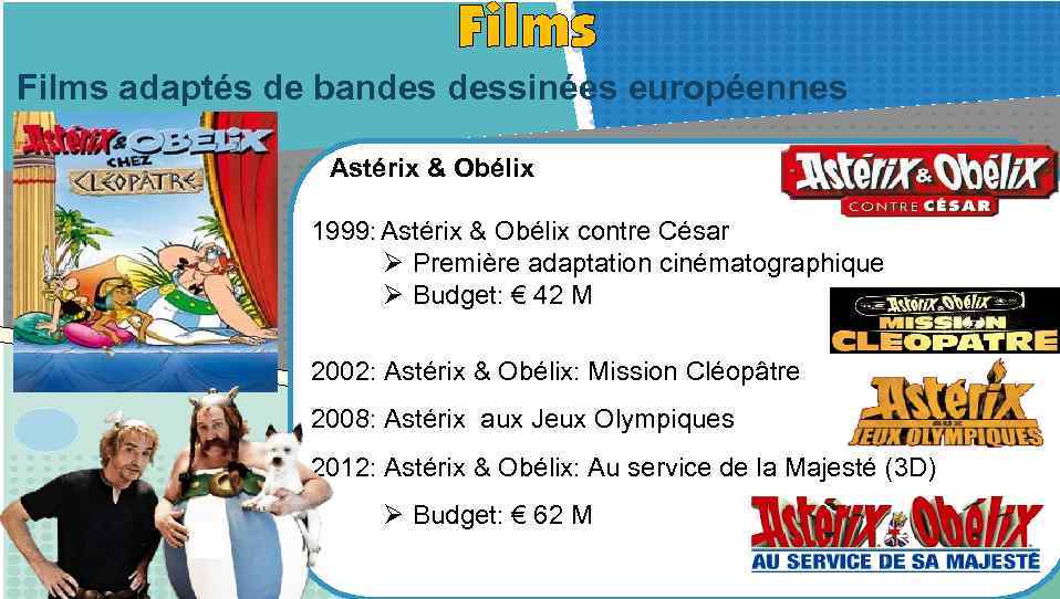 Films adaptés de bandes dessinées européennes Astérix & Obélix 1999: Astérix & Obélix contre