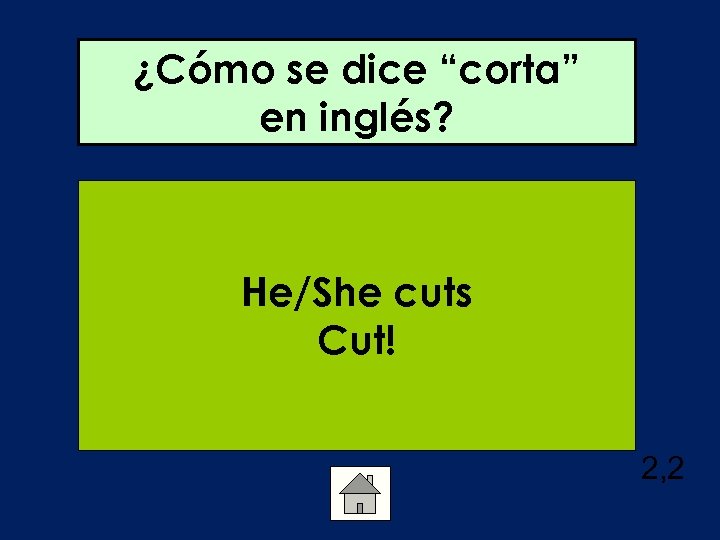 ¿Cómo se dice “corta” en inglés? He/She cuts Cut! 2, 2 