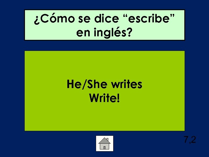 ¿Cómo se dice “escribe” en inglés? He/She writes Write! 7, 2 