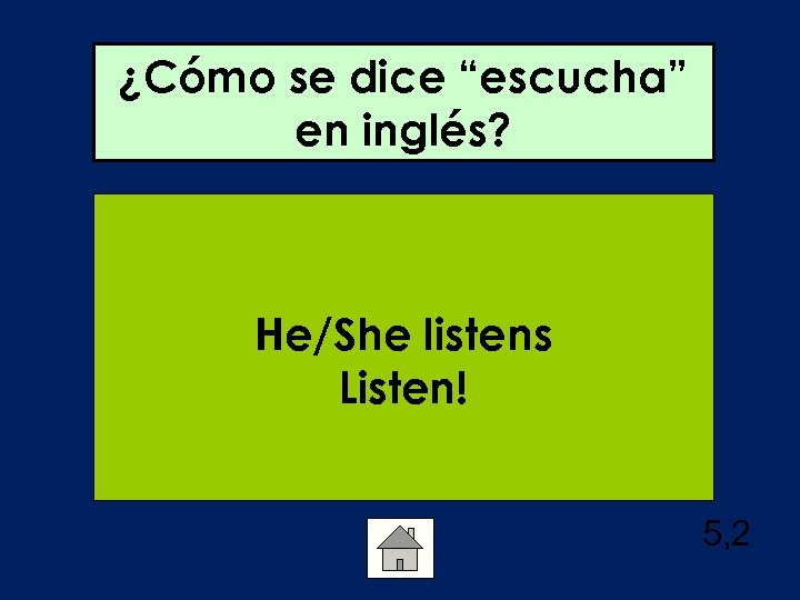 ¿Cómo se dice “escucha” en inglés? He/She listens Listen! 5, 2 