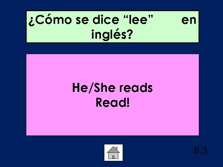 ¿Cómo se dice “lee” inglés? en He/She reads Read! 8, 3 