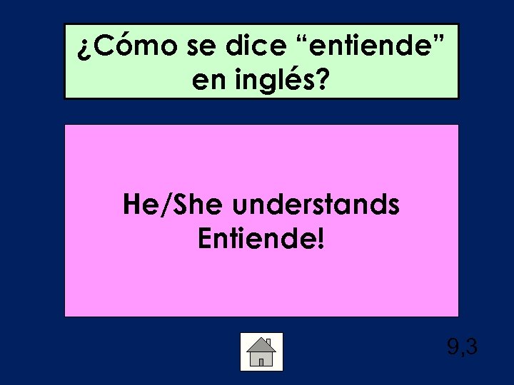 ¿Cómo se dice “entiende” en inglés? He/She understands Entiende! 9, 3 