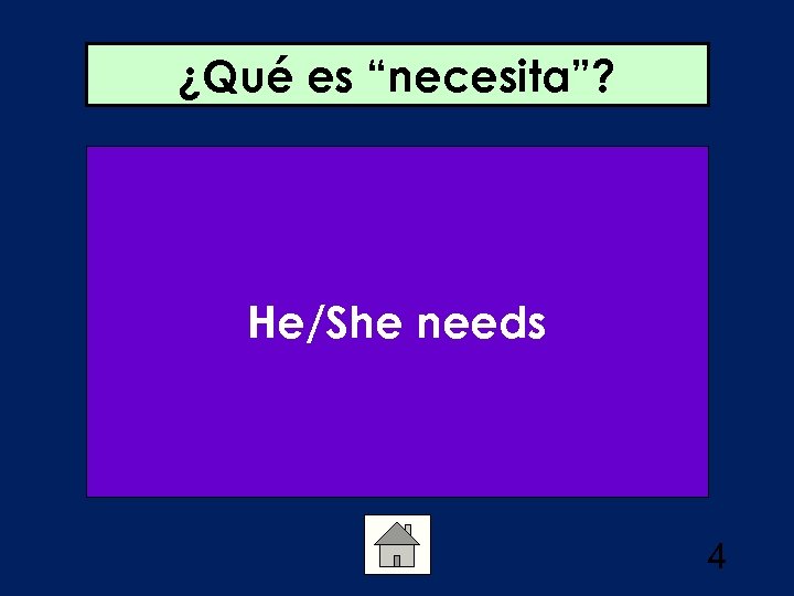 ¿Qué es “necesita”? He/She needs 4 