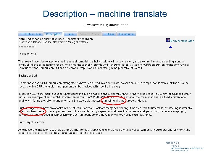 Description – machine translate 