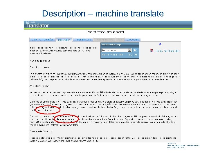 Description – machine translate 