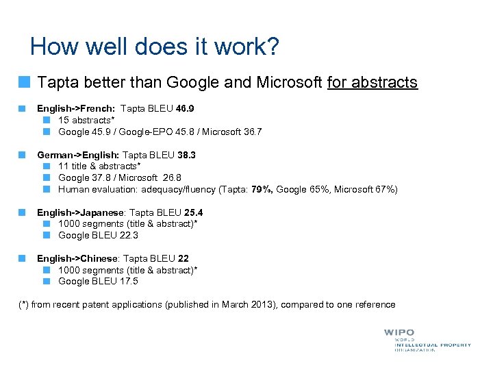 How well does it work? Tapta better than Google and Microsoft for abstracts English->French: